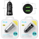 IVON CC26 5V 2.1A Dual USB Port Mini Car Charger(Black)