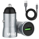 IVON CC39 18W 3.1A QC 3.0 USB Car Charger + 1m USB to USB-C / Type-C Fast Charge Data Cable Set
