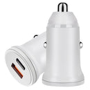 PD 20W USB-C / Type-C + QC 3.0 USB Interface Fast Charging Car Charger (White)