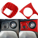 2 in 1 Carbon Fiber Car Key Panel Sticker for Chevrolet Corvette C5 1998-2004, Left Drive(Red)