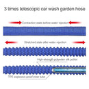 75ft 7.5m Telescopic Soft Tube Household Car High PressureWash Water Gun Spayer Nozzle Garden Irrigation Set (Blue)