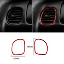 2 in 1 Carbon Fiber Car Front Passenger Seat Air Outlet Ring Sticker for Chevrolet Corvette C5 1998-2004, Left Drive(Red)