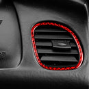 2 in 1 Carbon Fiber Car Front Passenger Seat Air Outlet Ring Sticker for Chevrolet Corvette C5 1998-2004, Left Drive(Red)