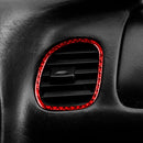 2 in 1 Carbon Fiber Car Front Passenger Seat Air Outlet Ring Sticker for Chevrolet Corvette C5 1998-2004, Left Drive(Red)