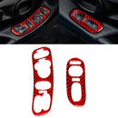 2 in 1 Car Carbon Fiber Door Control Panel Memory Seat Sticker Set for Chevrolet Corvette C5 1998-2004, Left Drive (Red)