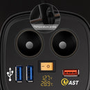 Universal Car QO3.0 Three Port USB Charger Power Outlet Adapter with LED Digital Voltmeter and Thermometer (Yellow Light)