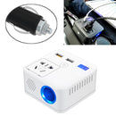 150W DC 12V-24V to AC 220V Car Multi-functional Sine Wave Power Inverter 2 USB Ports Charger Adapter (White)