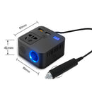 150W DC 12V-24V to AC 220V Car Multi-functional Sine Wave Power Inverter 2 USB Ports Charger Adapter (White)