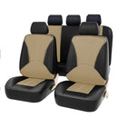 9 in 1 Universal PU Leather Four Seasons Anti-Slippery Cushion Mat Set for 5 Seat Car (Beige)
