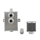 Universal Racing Aluminum Alloy Oil Catch Can with Air Filter Breather Tank, Capacity: 2L (Silver)
