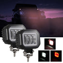 2 PCS Car 4 inch Square Spotlight Work Light with Angel Eyes (Red Light)