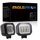 2 PCS Car 4 inch Square Spotlight Work Light with Angel Eyes (White Light)