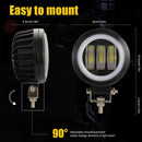 2 PCS Car 4 inch Round Spotlight Work Light with Angel Eyes (Red Light)