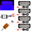 DC12V-24V / 18W 4 in 1 Front Grille Emergency Strobe Flash Warning Light Pickup 12LEDs Side Light Wireless Control 16 Modes (Blue Light)
