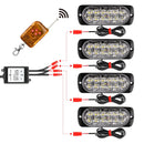 DC12V-24V / 18W 4 in 1 Front Grille Emergency Strobe Flash Warning Light Pickup 12LEDs Side Light Wireless Control 16 Modes (Yellow Light)