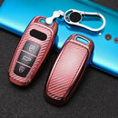 For Audi Smart 3-button 2019 Car TPU Key Protective Cover Key Case with Key Ring (Pink)