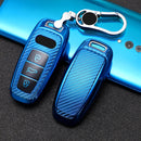 For Audi Smart 3-button 2019 Car TPU Key Protective Cover Key Case with Key Ring (Blue)