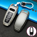 For Audi Smart 3-button 2019 Car TPU Key Protective Cover Key Case with Key Ring (Silver)