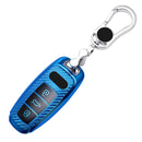 For Audi Smart 3-button 2019 Car TPU Key Protective Cover Key Case with Key Ring (Blue)