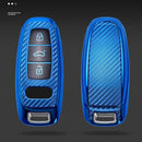 For Audi Smart 3-button 2019 Car TPU Key Protective Cover Key Case with Key Ring (Blue)