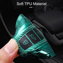 For Audi Smart 3-button 2019 Car TPU Key Protective Cover Key Case with Key Ring (Blue)