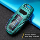 For Audi Smart 3-button 2019 Car TPU Key Protective Cover Key Case with Key Ring (Silver)