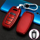 For Audi Smart 3-button C Version Car TPU Key Protective Cover Key Case with Key Ring (Red)