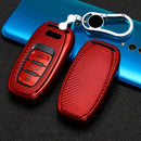 For Audi Smart 3-button C Version Car TPU Key Protective Cover Key Case with Key Ring (Red)