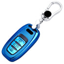 For Audi Smart 3-button C Version Car TPU Key Protective Cover Key Case with Key Ring (Red)