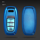 For Audi Smart 3-button C Version Car TPU Key Protective Cover Key Case with Key Ring (Silver)