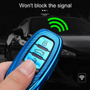 For Audi Smart 3-button C Version Car TPU Key Protective Cover Key Case with Key Ring (Silver)
