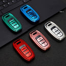For Audi Smart 3-button C Version Car TPU Key Protective Cover Key Case with Key Ring (Red)