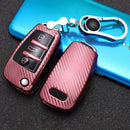For Audi Folding 3-button Car TPU Key Protective Cover Key Case with Key Ring (Pink)