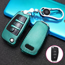 For Audi Folding 3-button Car TPU Key Protective Cover Key Case with Key Ring (Green)