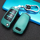 For Audi Folding 3-button Car TPU Key Protective Cover Key Case with Key Ring (Green)