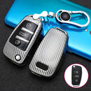For Audi Folding 3-button Car TPU Key Protective Cover Key Case with Key Ring (Silver)