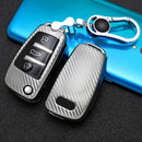 For Audi Folding 3-button Car TPU Key Protective Cover Key Case with Key Ring (Silver)
