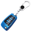 For Audi Folding 3-button Car TPU Key Protective Cover Key Case with Key Ring (Green)
