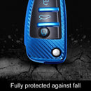 For Audi Folding 3-button Car TPU Key Protective Cover Key Case with Key Ring (Green)