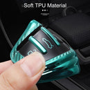 For Audi Folding 3-button Car TPU Key Protective Cover Key Case with Key Ring (Green)