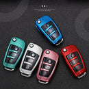 For Audi Folding 3-button Car TPU Key Protective Cover Key Case with Key Ring (Silver)