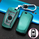 For BMW Square 4-button A Version Car TPU Key Protective Cover Key Case with Key Ring (Green)