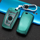 For BMW Square 4-button A Version Car TPU Key Protective Cover Key Case with Key Ring (Green)