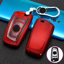 For BMW Square 4-button A Version Car TPU Key Protective Cover Key Case with Key Ring (Red)