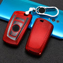 For BMW Square 4-button A Version Car TPU Key Protective Cover Key Case with Key Ring (Red)