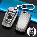 For BMW Square 4-button A Version Car TPU Key Protective Cover Key Case with Key Ring (Silver)