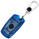 For BMW Square 4-button A Version Car TPU Key Protective Cover Key Case with Key Ring (Blue)