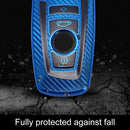 For BMW Square 4-button A Version Car TPU Key Protective Cover Key Case with Key Ring (Blue)