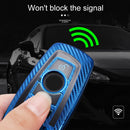 For BMW Square 4-button A Version Car TPU Key Protective Cover Key Case with Key Ring (Blue)