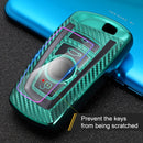 For BMW Square 4-button A Version Car TPU Key Protective Cover Key Case with Key Ring (Blue)